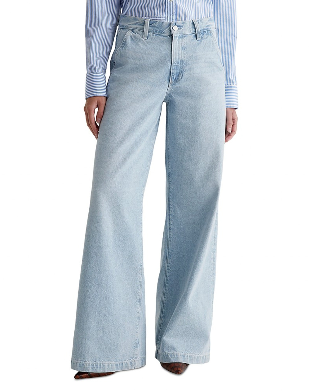 AG ADRIANO GOLDSCHMIED Stella Palazzo Wide Leg Jeans Size 28 Idol Light Wash NWT
